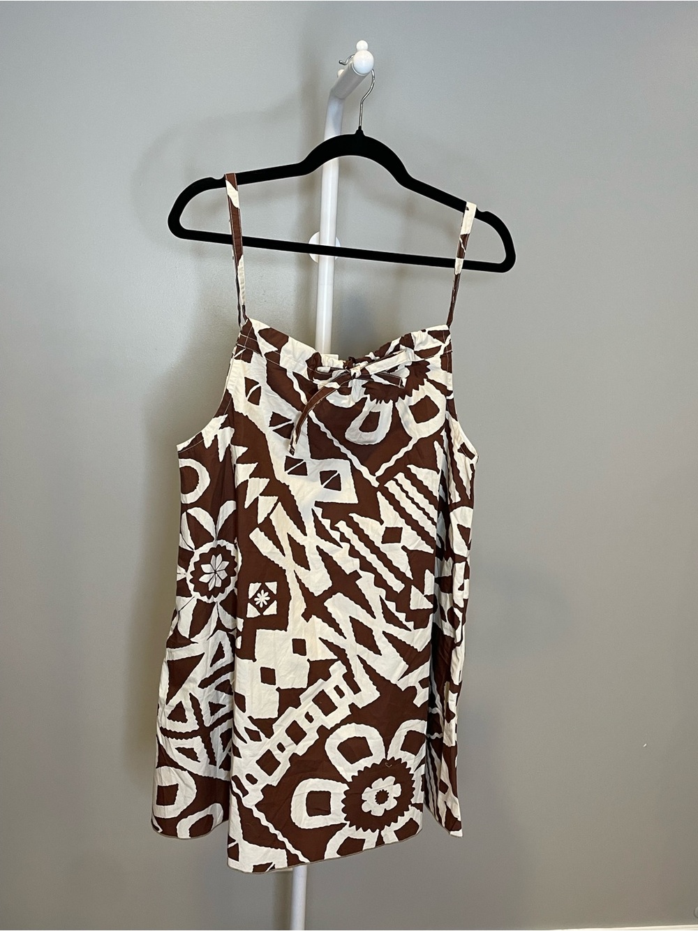 BDG Brown and White Tribal Print Dress w Adjustable Drawstring Neckline